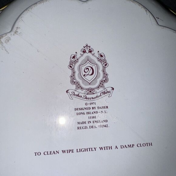 Vintage Daher Decorated Ware 1971 Floral Round Tin Bowl 11101 Made England 10" - Picture 3 of 3